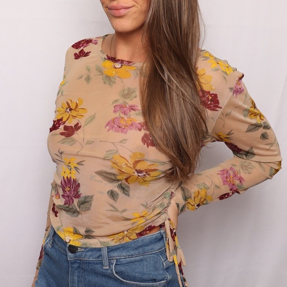 Vici Tops - VICI Floral Mesh Top - Multicolor